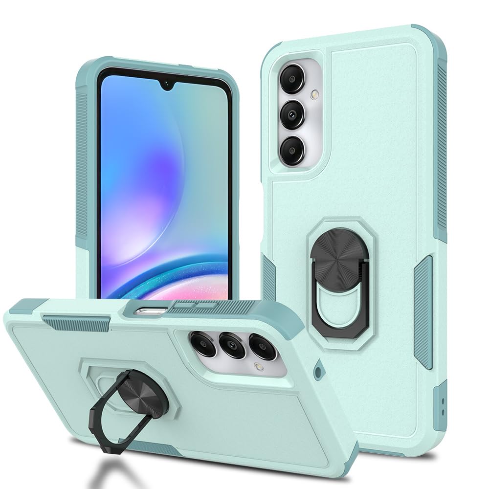 Ryphez for Samsung Galaxy A05s Case,Dual Layer Shockproof Magnetic Kickstand Phone Case with Rotatable Ring Holder for Galaxy A05s (Green)