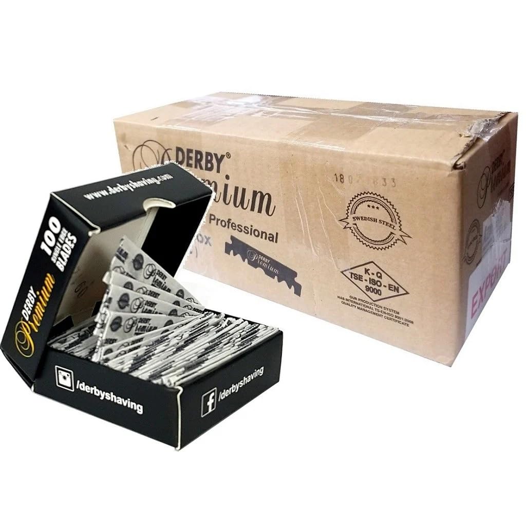 Derby Premium Lamette Monolama per Rasoio da Barbiere, 5000 Pezzi (Cartone 50 x 100)