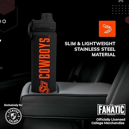 Vista 177 de Campus Colors Botella de agua de acero inoxidable de la NCAA, tapa giratoria, 24 onzas, clip de transporte, mantiene tus bebidas calientes o frías