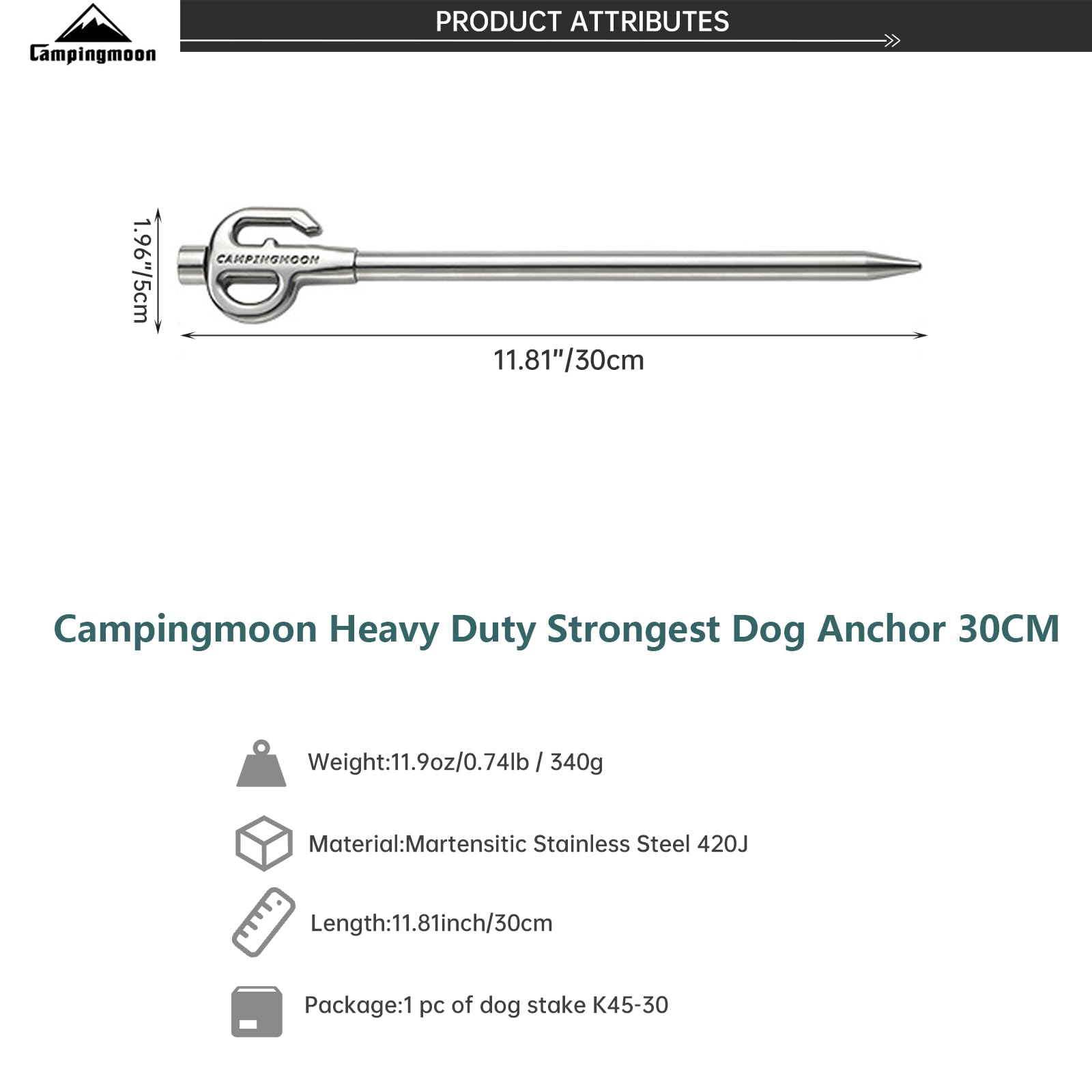 Estaca de amarre para perro, giratoria de 360°, resistente y fuerte, para cadena de cable de amarre de 30 cm
