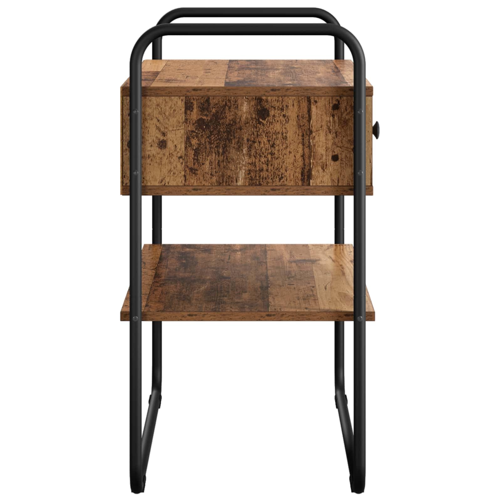 Stolik konsolowy z drewna starego drewna 100 x 40 x 75 cm, materiał drewnopochodny z półką i szufladami, stabilny stelaż z ocynkowanej stali, idealny jako stół do korytarza, stolik ścienny