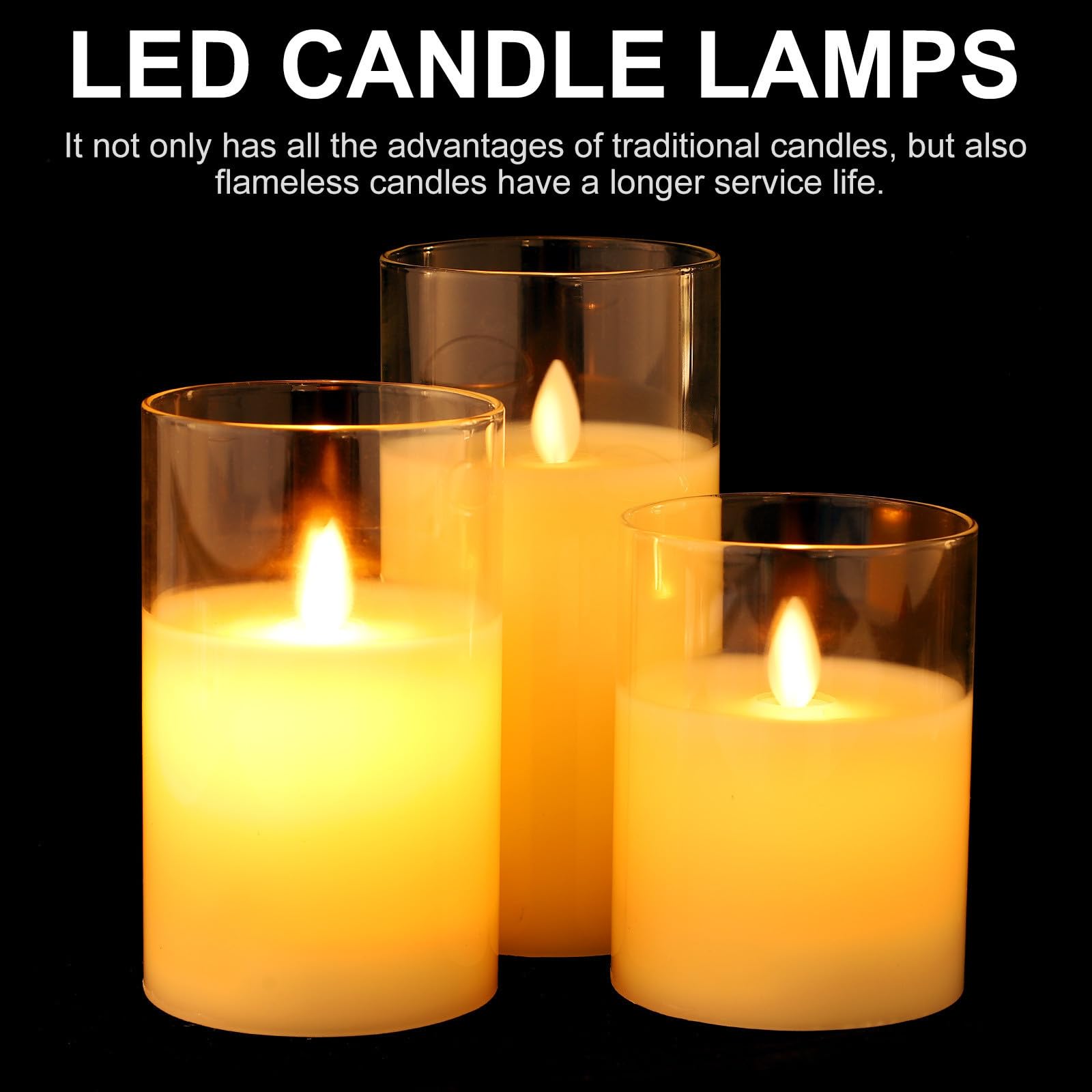 3 Pezzi Candele LED a Batteria senza Fiamma con Telecomando