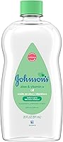 Johnson's Baby Oil with Aloe Vera & Vitamin E, 20 oz 6-Pack - Moisturizing Mineral Oil for Baby Massage & Dry Skin Relief