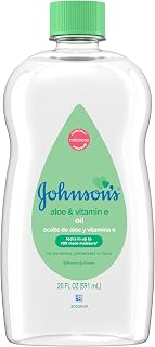 Johnson's Baby Oil with Aloe Vera & Vitamin E, 20 oz 6-Pack - Moisturizing Mineral Oil for Baby Massage & Dry Skin Relief