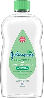 Oil, Mineral Oil with Aloe Vera & Vitamin E to help reduce Moisture Loss, Soothing, Moisturizing Baby Massage Oil, 20 fl. oz, 6 Pack