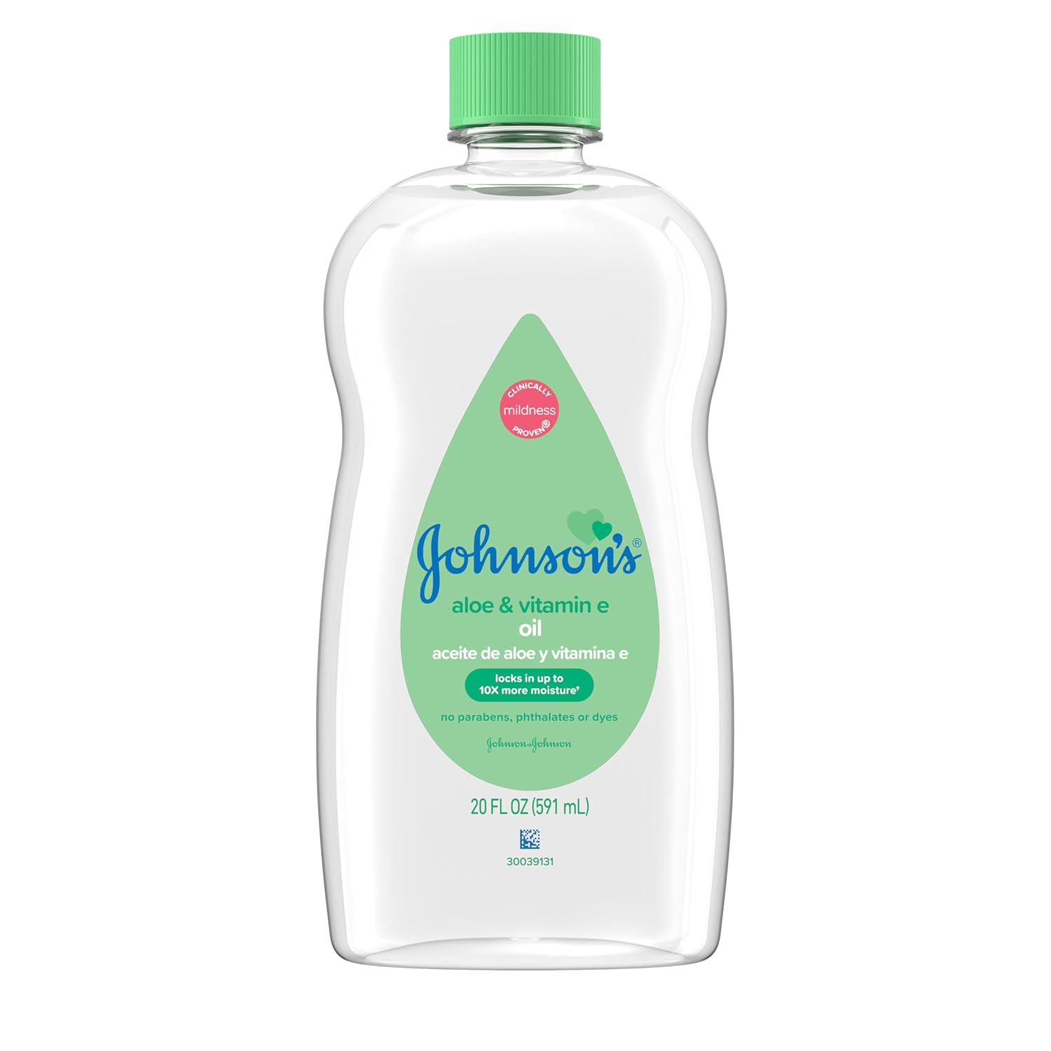 Johnson's Baby Oil, Mineral Oil with Aloe Vera & Vitamin E to help reduce Moisture Loss, Soothing, Moisturizing Baby Massage Oil, Baby Essentials, 20 fl. oz, 6 Pack