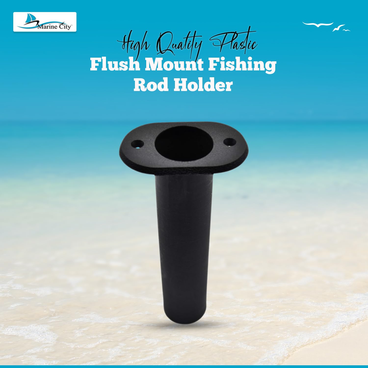 MARINE CITY Soporte para caña de pescar de plástico ABS negro de 90 grados (8 pulgadas x 1-1/2 pulgadas) para barcos, kayaks, yates (paquete de 2)