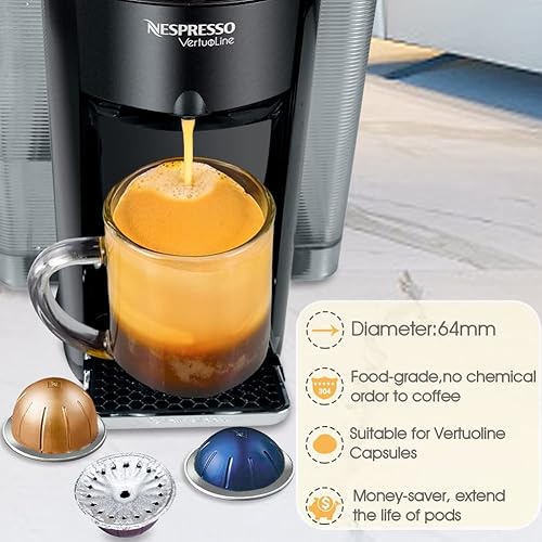 Vista 3 de CAPMESSO Tapas de papel de aluminio para reutilizar cápsulas de Vertuoline Cápsulas de café compatibles con máquina Nespresso VertuoLine de 2.232