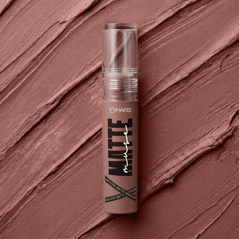 Image of MARS Matte Muse Mousse Lipstick (3ml) (05-EMPRESS) with Doe-Foot Applicator | Highly Pigmented | Smooth Texture | Hydrating Formula | Blurry Lips Effect (Pack of 2)