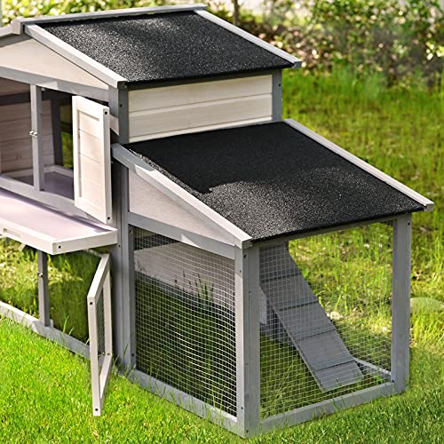Bunny Cages For Rabbits Indoor, 88" Outdoor Waterproof Wooden Chicken Coop, Hutches For Rabbits, With Ventilation Door, Pull Out Tray And Double Runs, For Rabbits, Chickens, Cats, Small Animals #TOP2