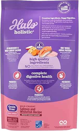 Miniatura 2 de Halo Holistic - Alimento para perros, receta completa de salmón y pescado blanco, bolsa de comida seca para perros, fórmula de raza pequeña, bolsa