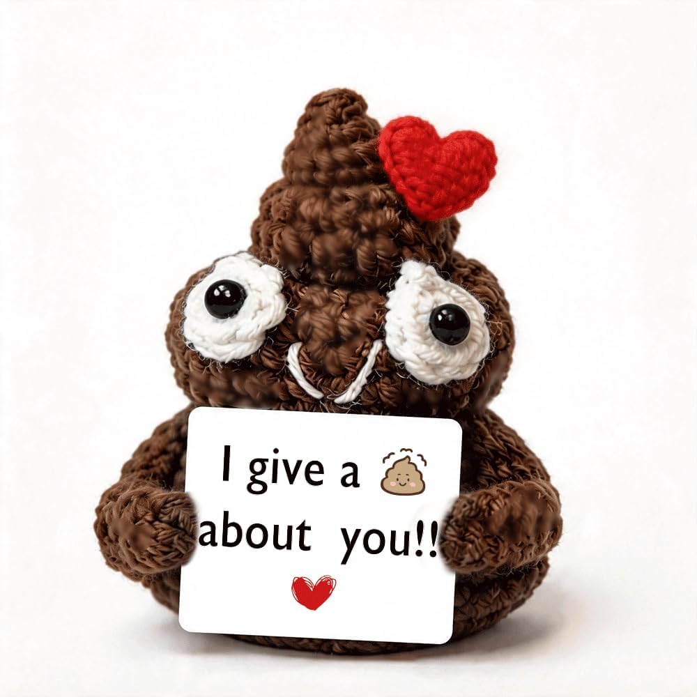 Funny Poo Crochet Decor, Positive Gag Gifts for Man Woman | Anniversary Birthday Gift for Women Men Husband Boyfriend Girlfriend Bestie BFF - I care so much about you