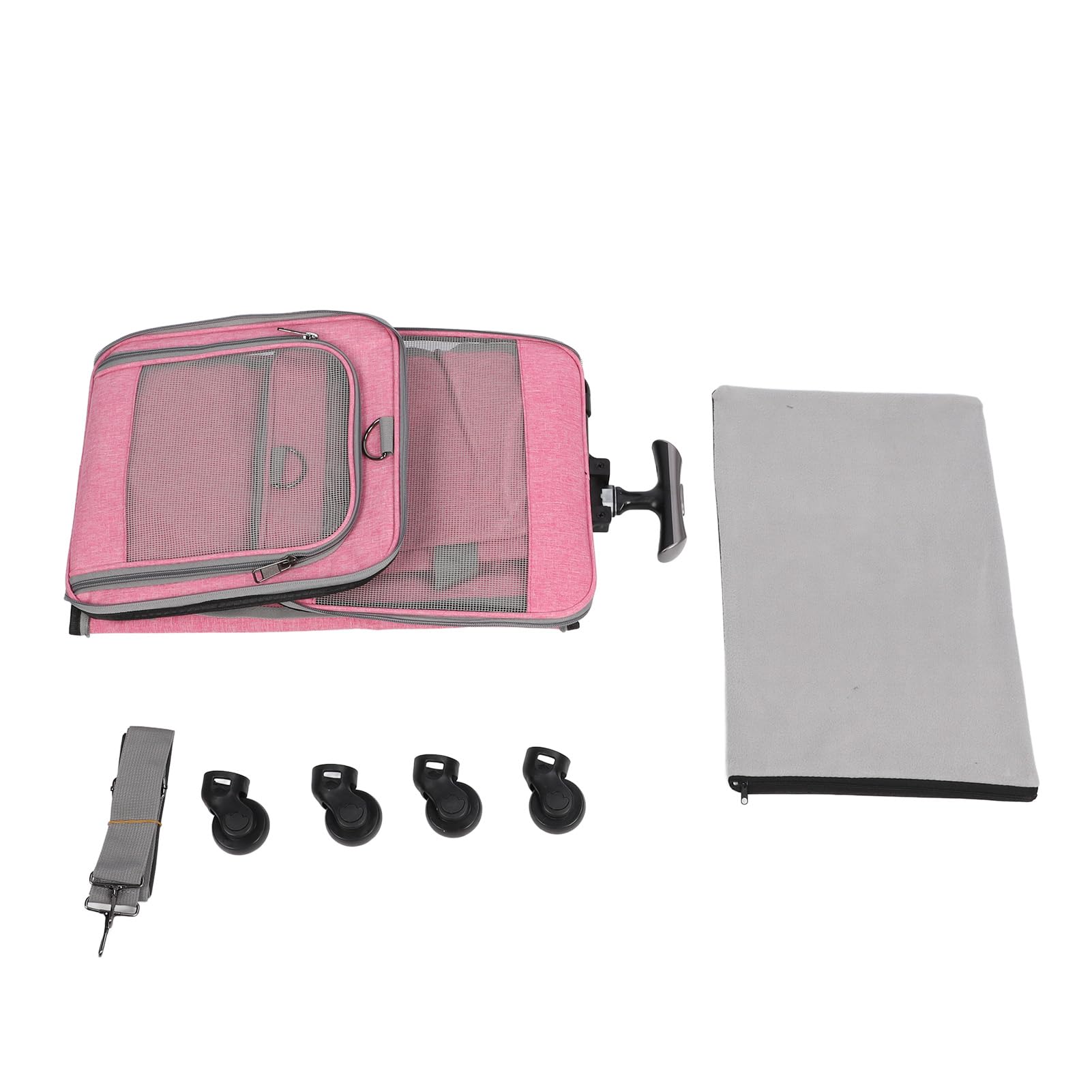 Yctze Transportín para Mascotas con Ruedas, Asa Telescópica y Correas para Gatos y Perros pequeños: Solución de Viaje Práctica (Pink)