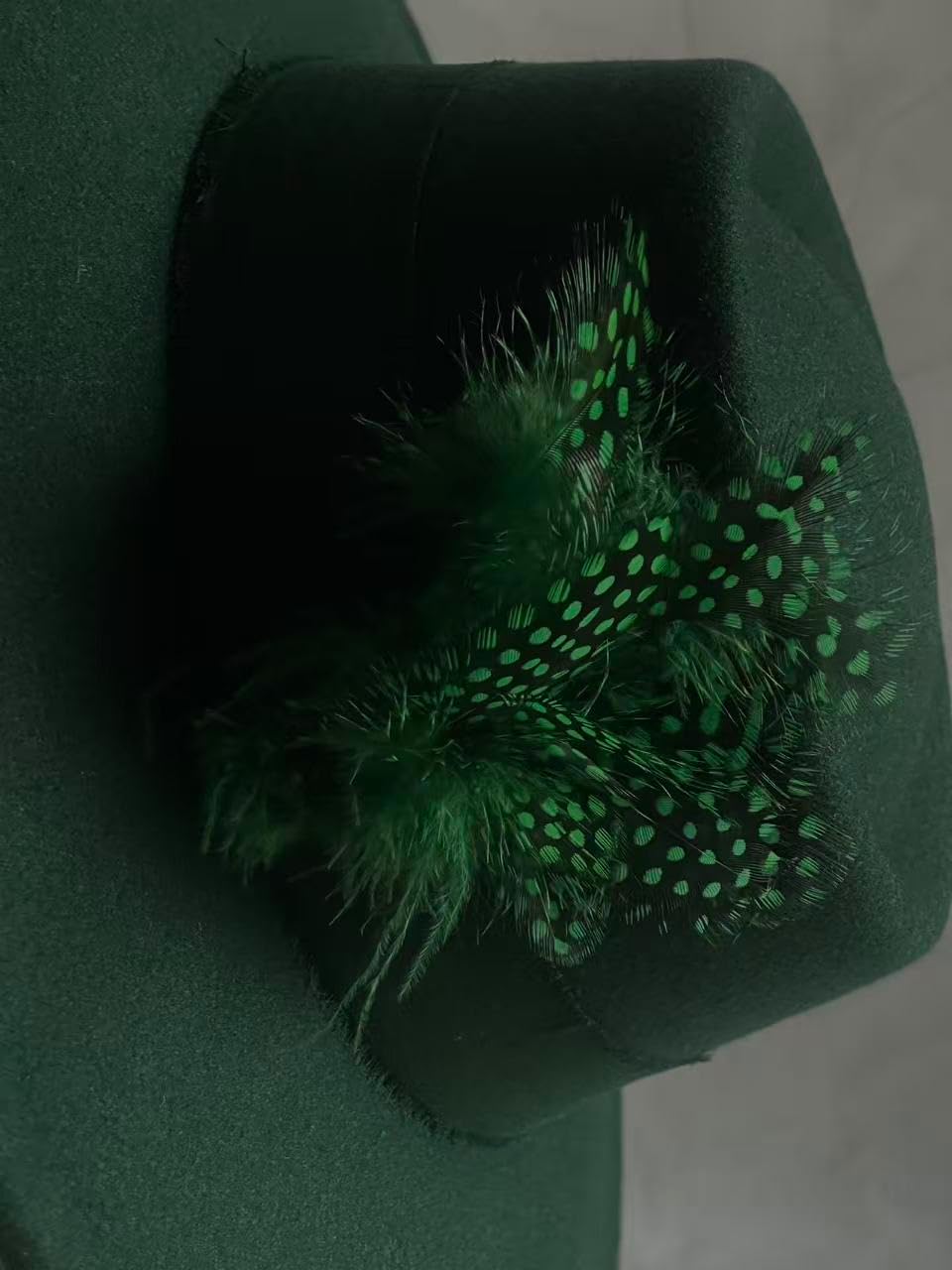 Green Fedora Hats for Women,HandmadeVintage Wide Brim Felt Panama Dress Rancher Hat for Party, Wedding,Photoshoot, Music Festival, Royal Ascot