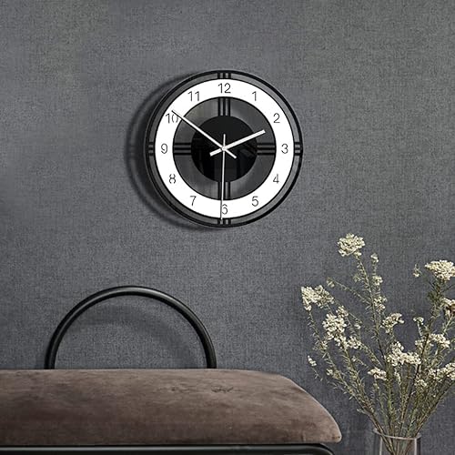 Miniatura 7 de Reloj de pared - Reloj de pared transparente de 11 pulgadas, redondo y blanco, redondo, transparente, con puntero pintado de metal y números