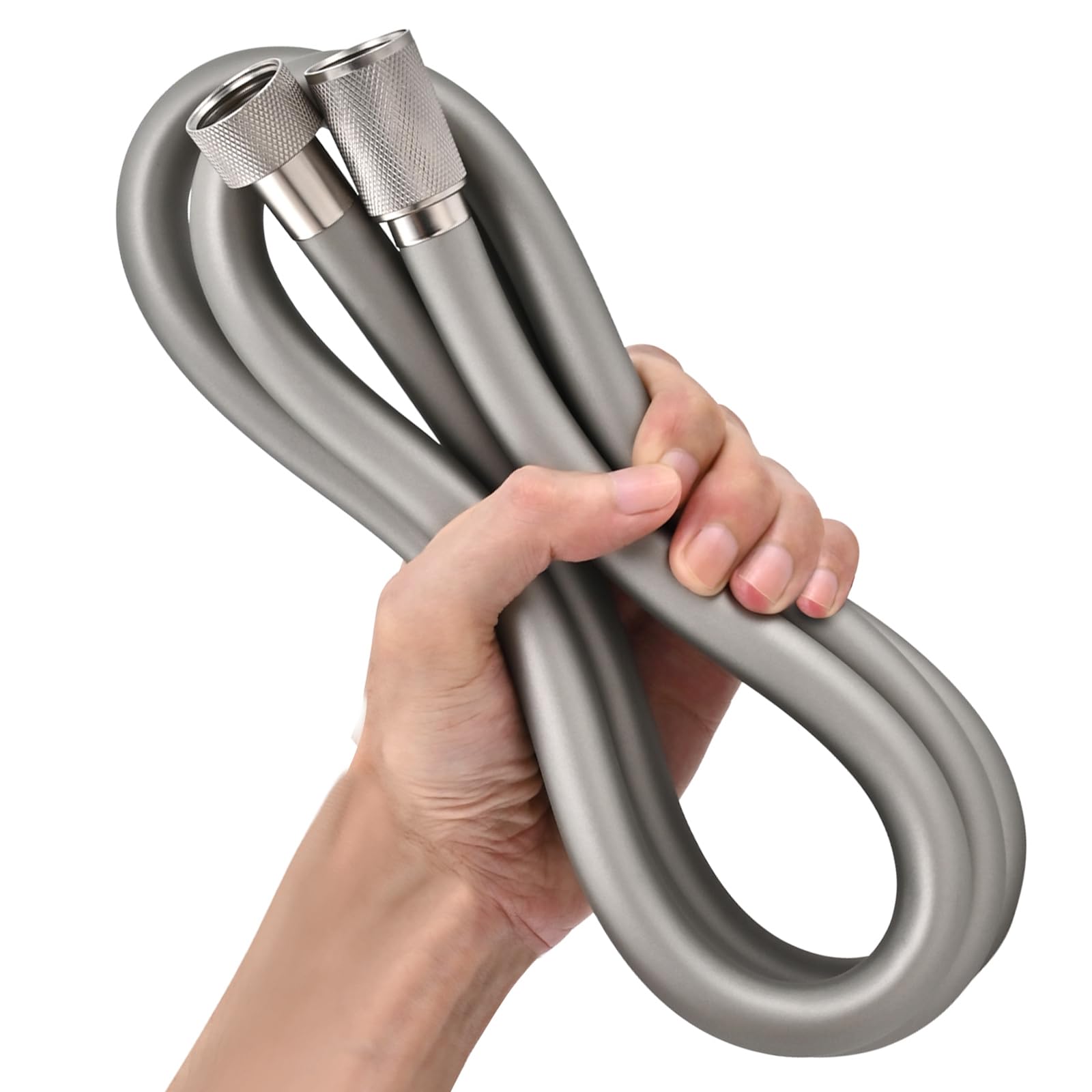 Silicone Shower Hose Extra Long,Explosion Proof Anti Winding Showerhead Hose,Used In Showerheads Spray Bidet Bathing Toilet Cleaning Flexible RV Shower Hoses Replacement (Brushed Nickel, 119 In)
