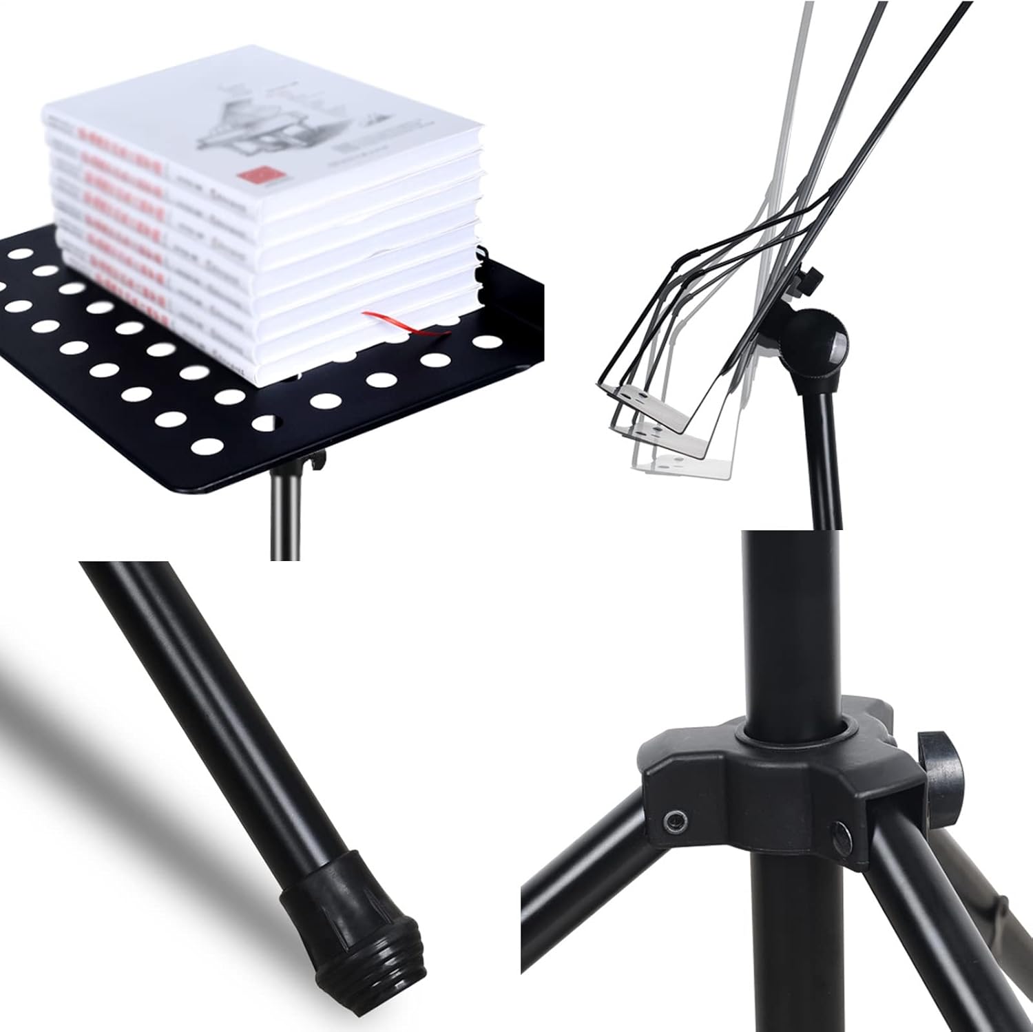 HJXGQJM Portable Orchestral Conductor Music Stand,Metal Music Stand,Sheet Music Stand with Handbag, for Piano, Keyboard, Stands, and Books, Violin Stand Adjustable Height, Black Sheet Music Stand