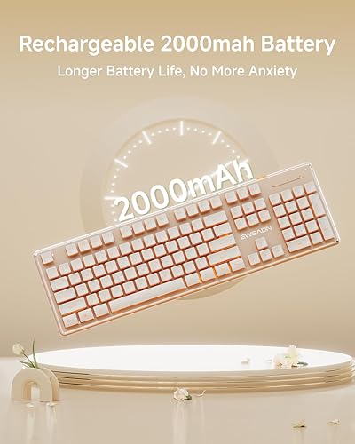 Miniatura 7 de EWEADN V3 - Teclado y mouse inalámbricos con retroiluminación única, panel de metal, Bluetooth2.4G recargable, teclado y mouse combinados,