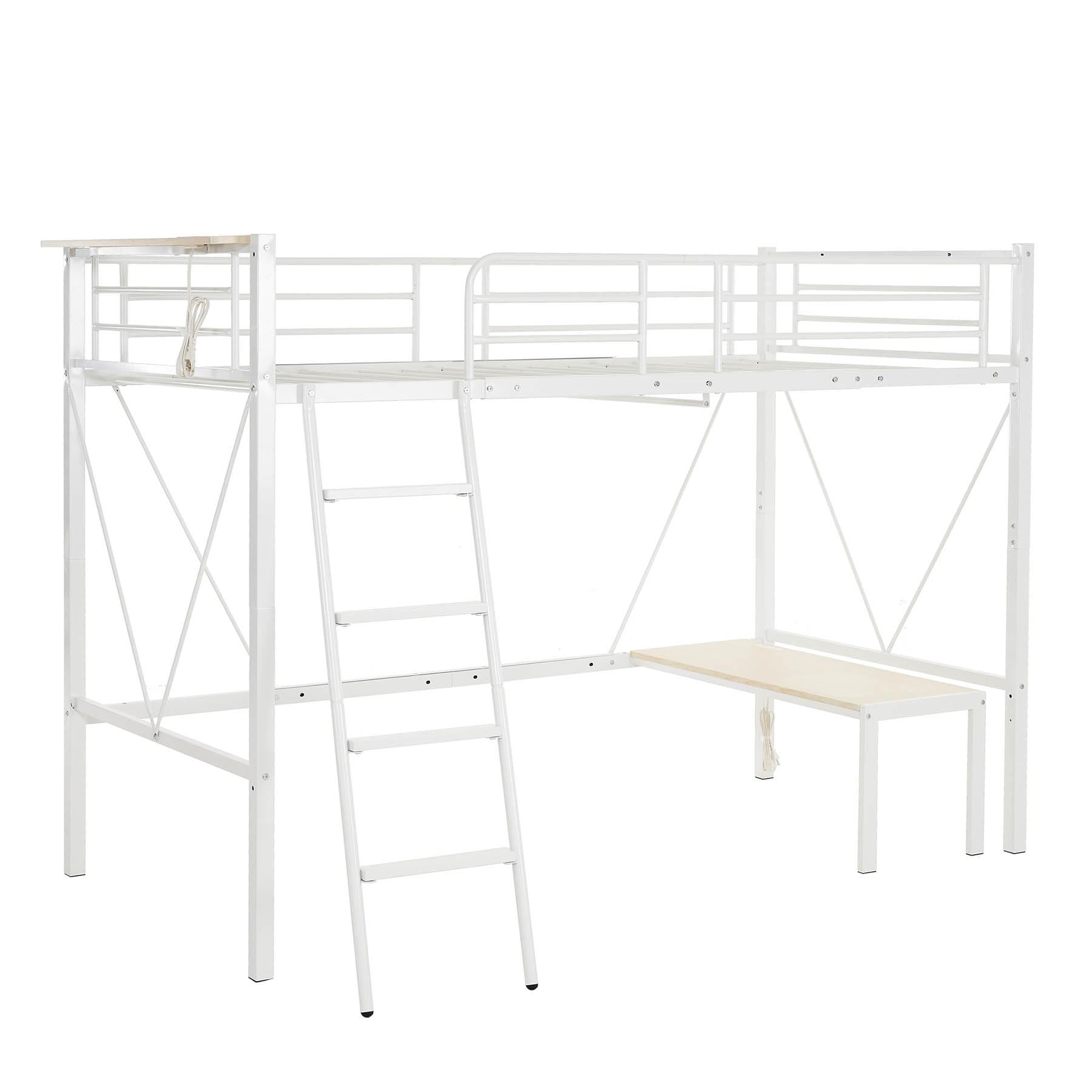 Amazon｜ロフトベッド シングル デスク付き コンセント付き 高さ150cm