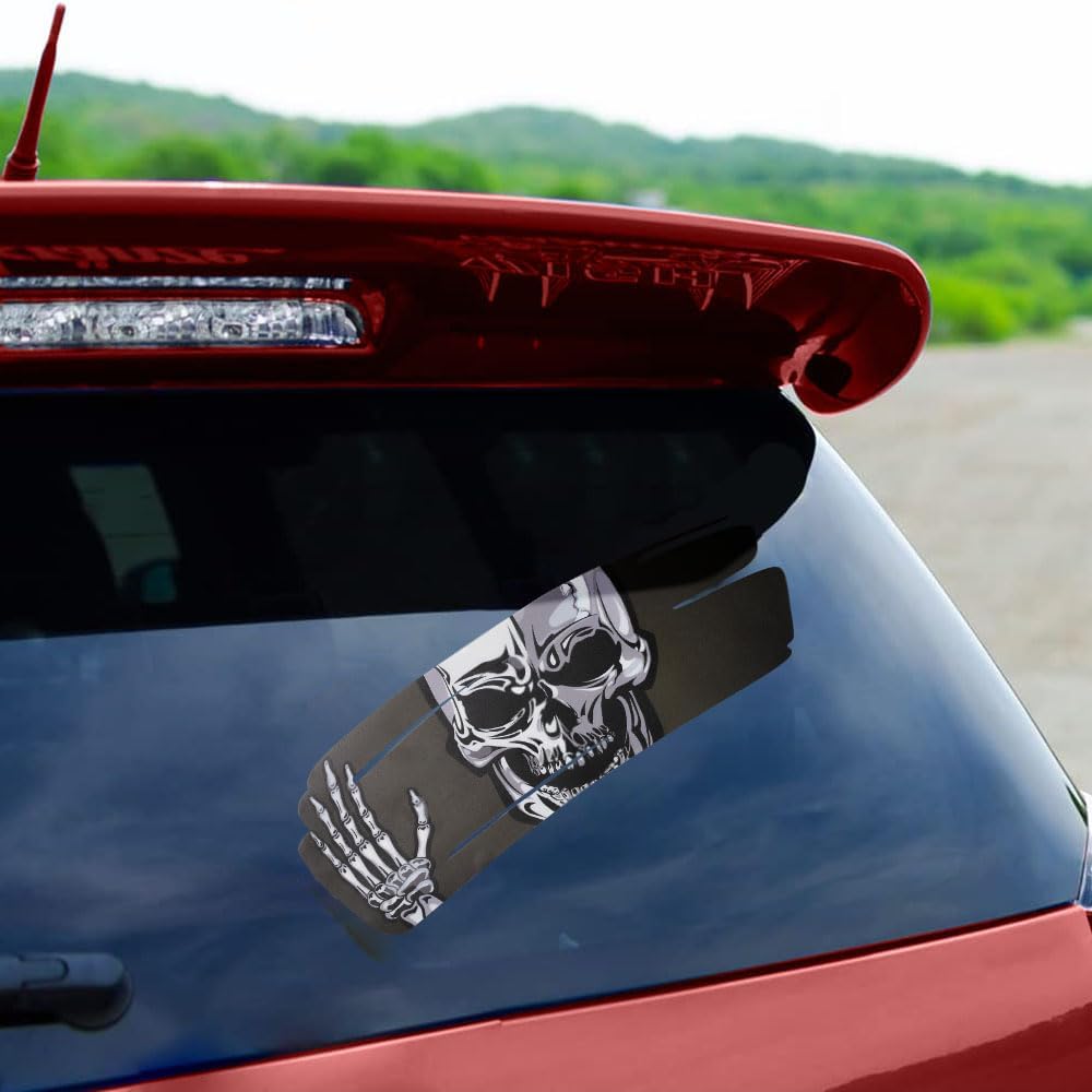 XhuangTech Horror Halloween Skull Decal Waterproof Sticker, Skeleton Car Window Vinyl Stickers, Removable Double-Sided Car Decals, Scratch Covering Clings for Car Windows Doors Rear Windshield(Black) image 5