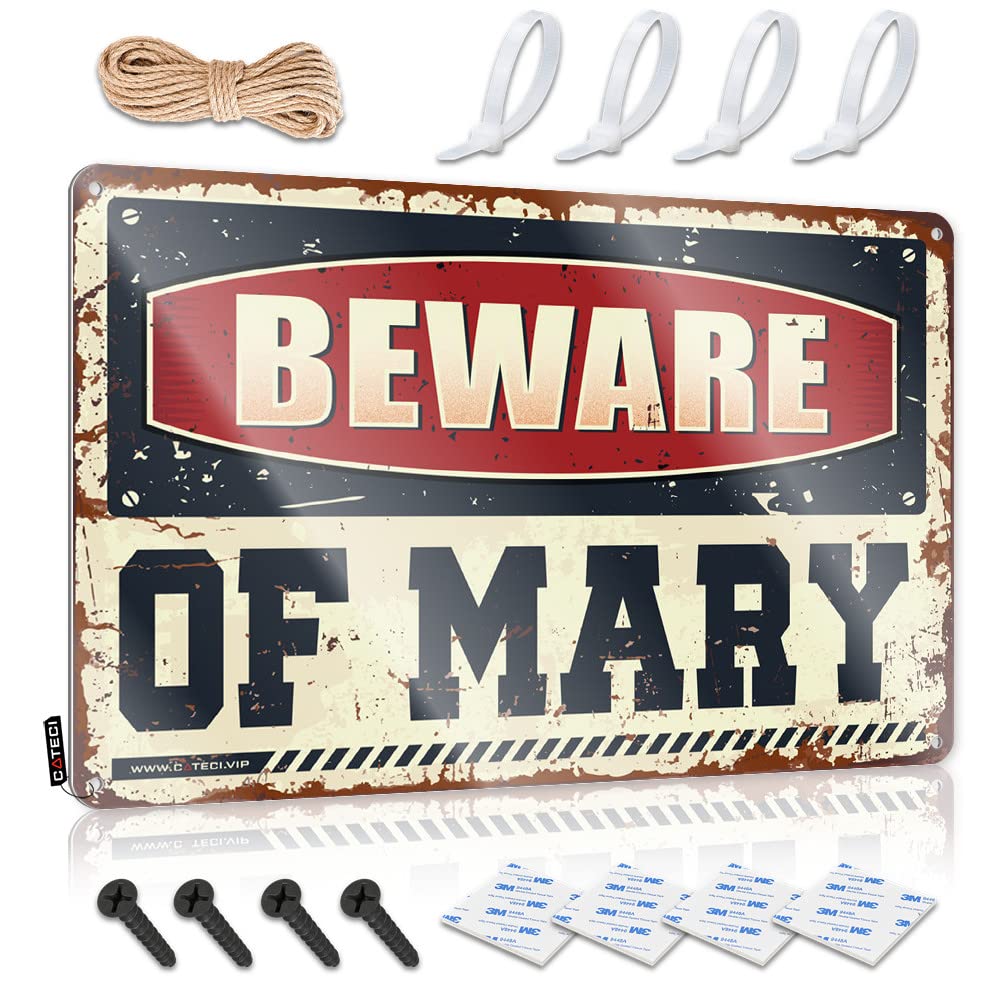 IBWNBBUSN Signs For Bedroom Door Beware Of Mary Tin Sign Drinking Signs Funny Tin Signs Funny Vintage