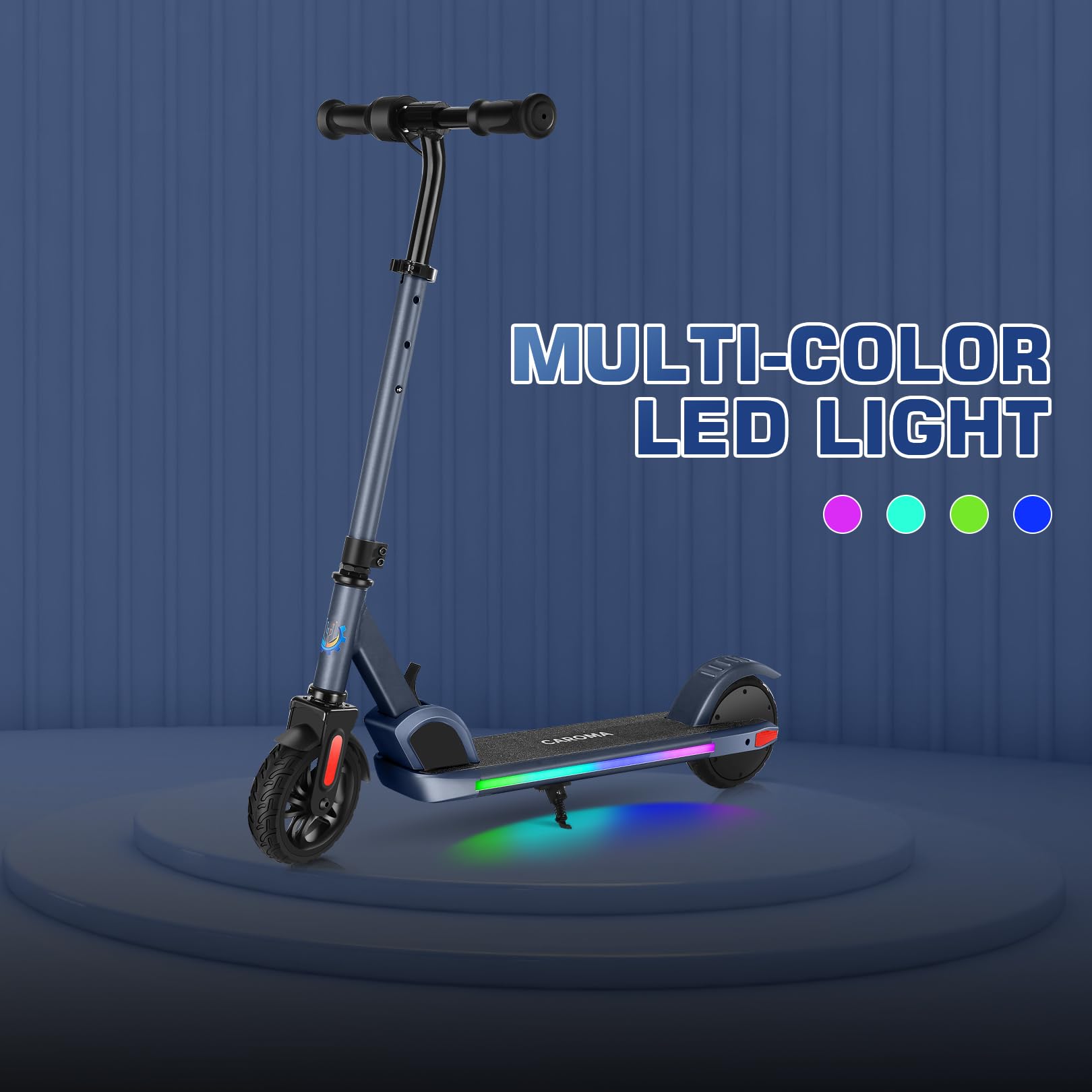 CAROMA Trottinette Electrique(8-10-12Ans), Trottinette électrique Pliable pour Enfants, Autonomie Max 6 KM, Max 16 KM/H, Moteur 150W, Cadeau pour Enfants et Adolescents(Bleu)