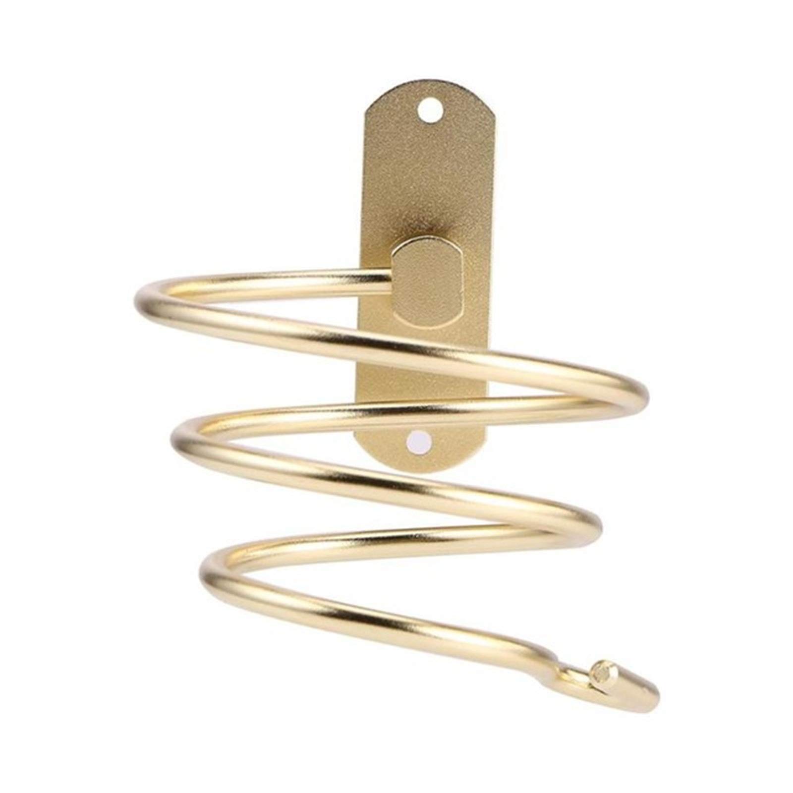 TLMDXTEU Hair Dryer Holder Wall Mounted Hair Dryer Holder Hairdressing Blower Bracket Hanging Shelf for Dressing Table Bathroom(Gold)