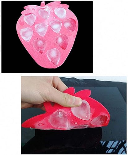 Miniatura 4 de Juego de 2 moldes de silicona para cubitos de hielo de fresa, juego de moldes de silicona para chocolate, dulces, pasteles, pasteles, jabón,