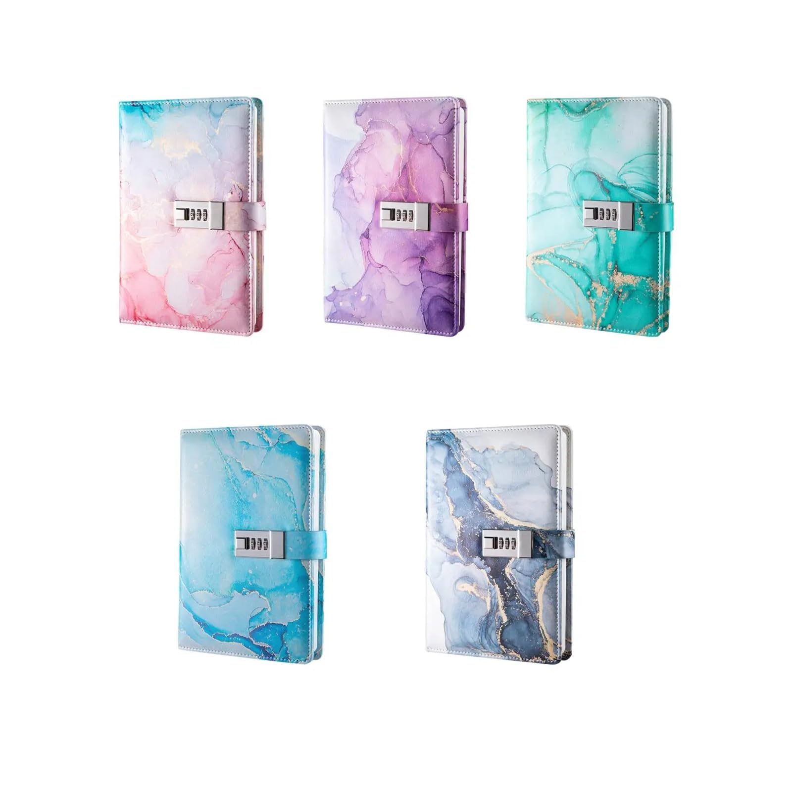 Cuaderno Diario con candado, Cuaderno Personal Grueso de 180 páginas, Diario con candado con contraseña para estudiar y Trabajar (Azul Oscuro) (Rosa)