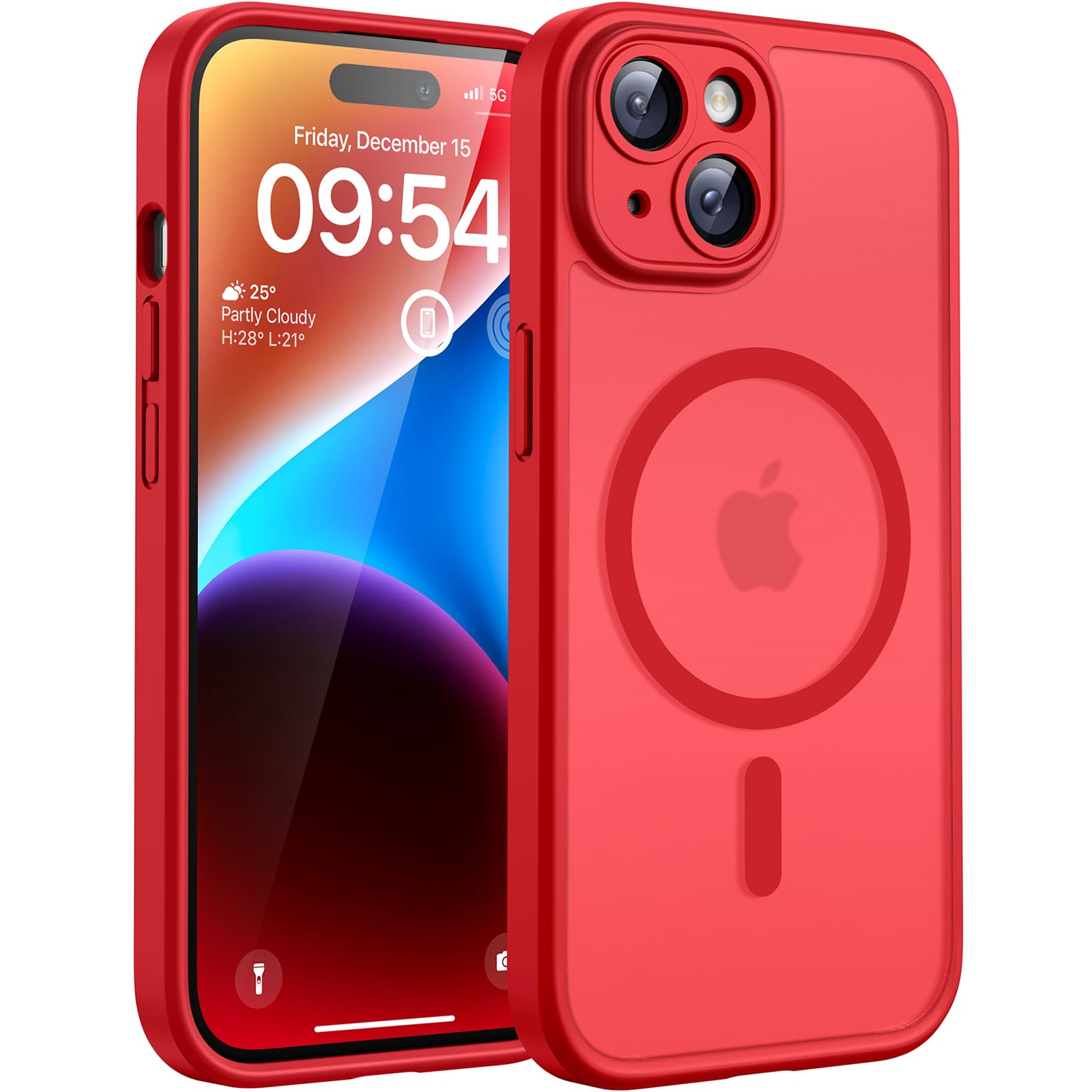 TOCOL Magnetic for iPhone 15 Case 6.1-Inch, Fit for MagSafe, Upgraded [Full Camera Protection], [14FT Military Grade Shockproof] Thin Slim Frosted Translucent Matte Back Phone Cover (Black) — view 225