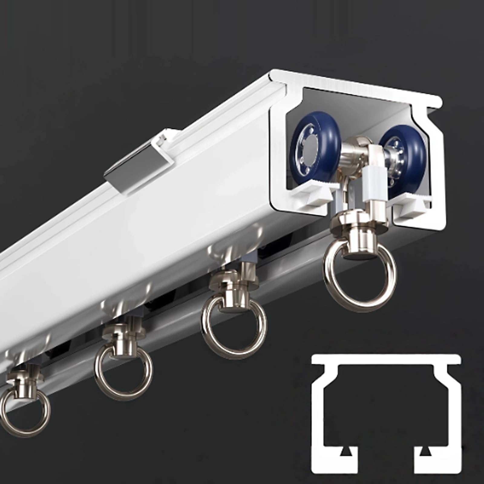 Rail de Rideau de Plafond en Aluminium Roulettes Silencieuses,pour Fenêtres (5.5m)