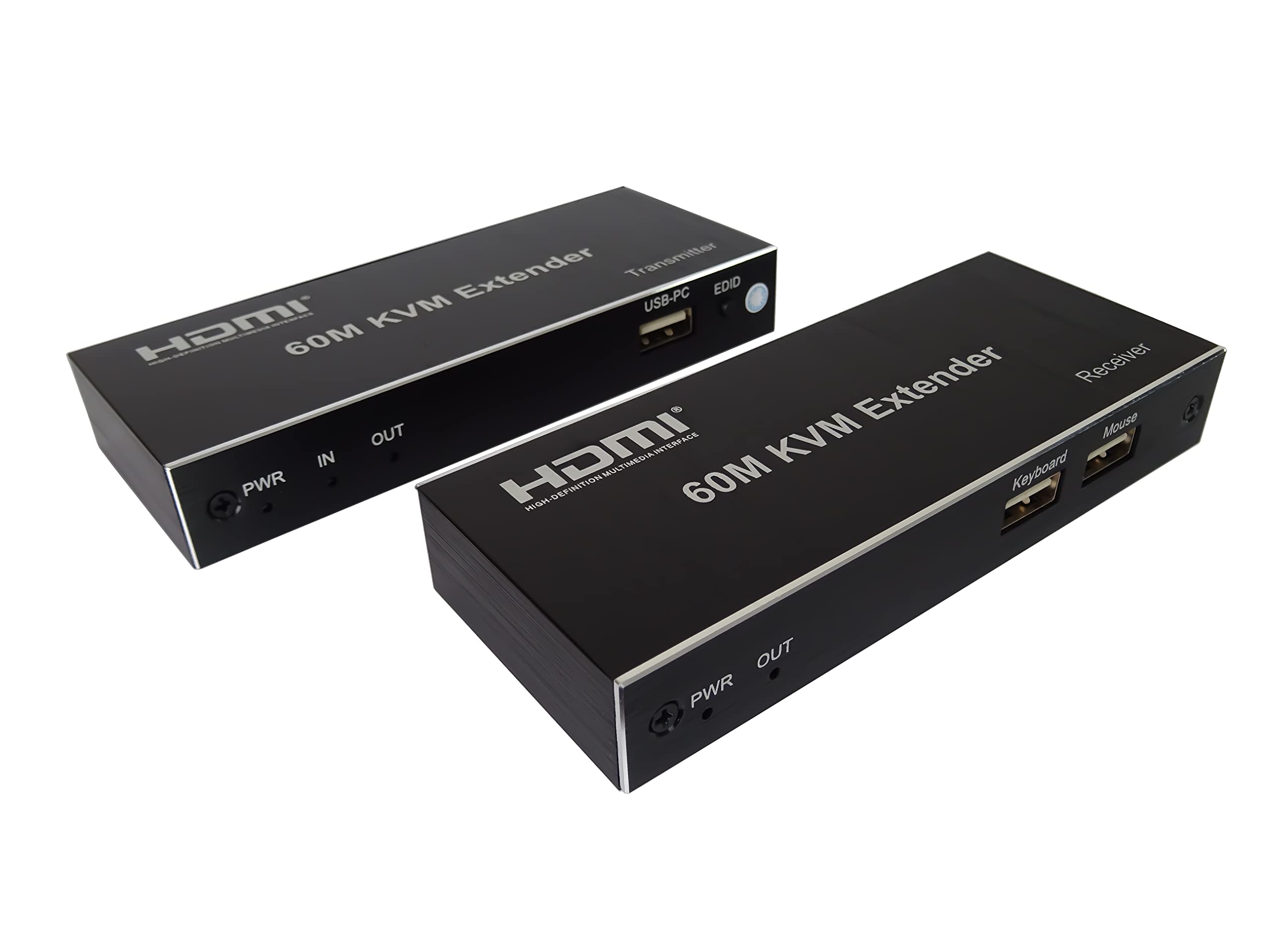 PremiumCord Extender HDMI KVM con 2 x USB Fino a 60 m con Audio Tramite Cavo Patch Cat5e/Cat6, Compatibile con Full HD 1080p 60Hz, alloggiamento in Metallo