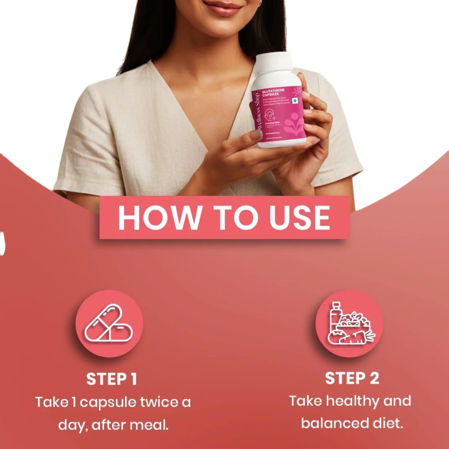 The Wellness Shop Glutathione Capsules 60 | Vitamin C, E & L-Glutathione | Skin Brightening & Glow, Even Tone Supports | Daily Herbal Supplement for Men & Women Use : Amazon.in: Health The Wellness Shop Glutathione Capsules 60 | Vitamin C, E & L-Glutathione | Skin Brightening & Glow, Even Tone Supports | Daily Herbal Supplement for Men & Women Use : Amazon.in: Health