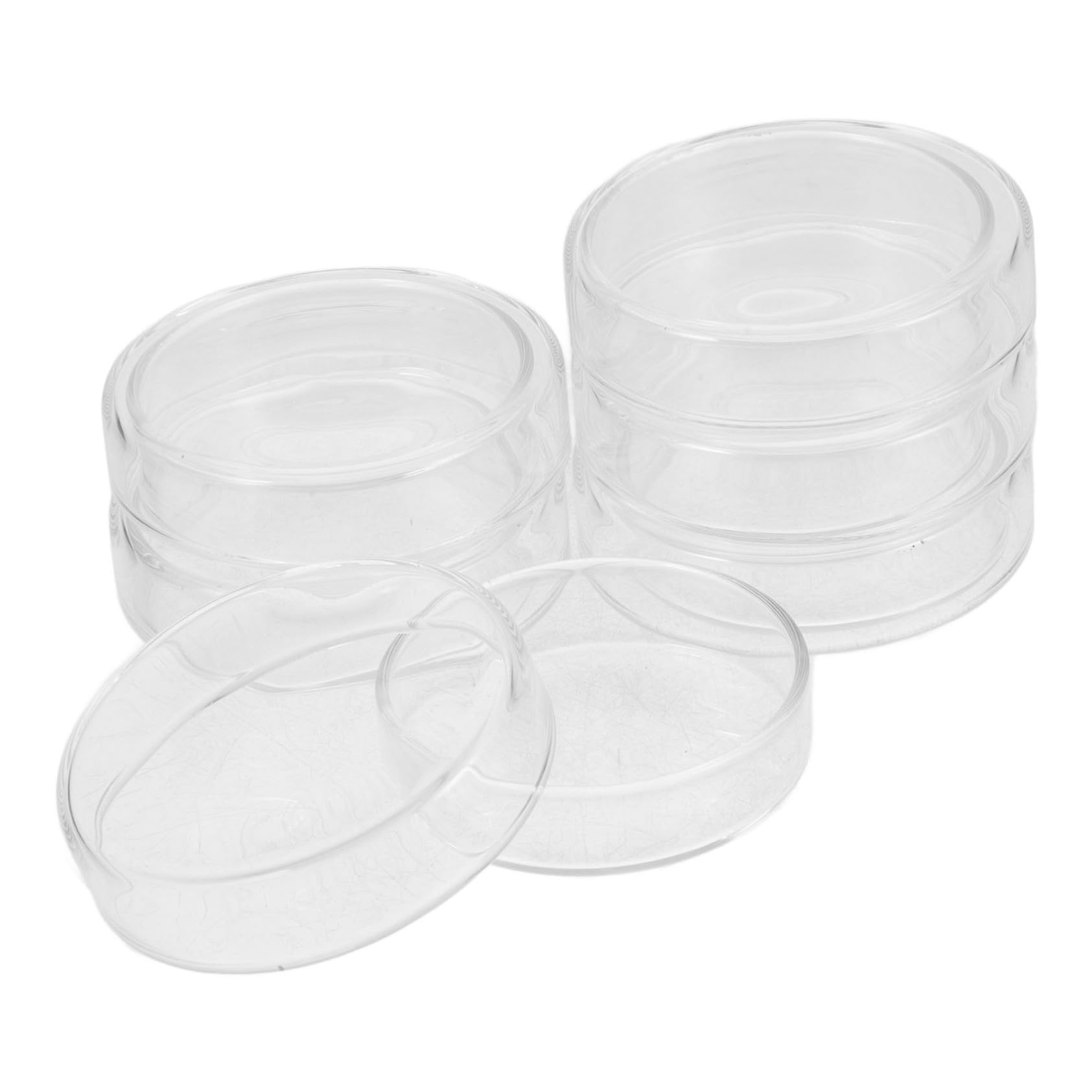 Ipetboom 6pezzi Piastra di Petri in Vetro Trasparente per Laboratorio con Coperchio per Colture Cellulari e Tessuti Resistente alle Alte Temperature Riutilizzabile