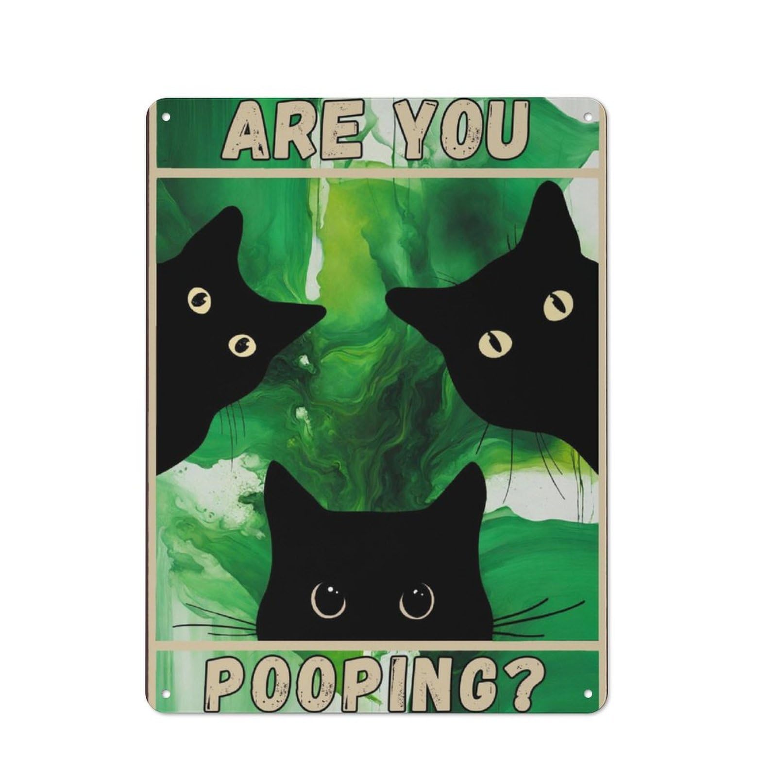 Junmoney Are You Pooping Black Cat Metal Wall Sign 40X30cm Featuring For Workshop Wall, Suited To Metal Sign Collectors