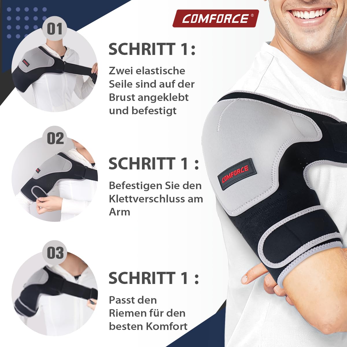Schulterbandage Rechts & Links für Frauen & Männer, Schulterbandage am rahmen mit Compressionsunterklade für Schulterverletzungen, Sports, Schulterstütze bei Verrenkungen（30-44‘’）