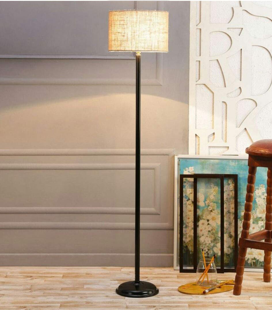 tu casa Beigh Jute Shade with Black Metal-Iron Base Floor Lamp | Elegant Standing Lamp for Living Room, Bedroom, Office, Home Décor | (Height : 57 Inch/No Blub Included)-image-12
