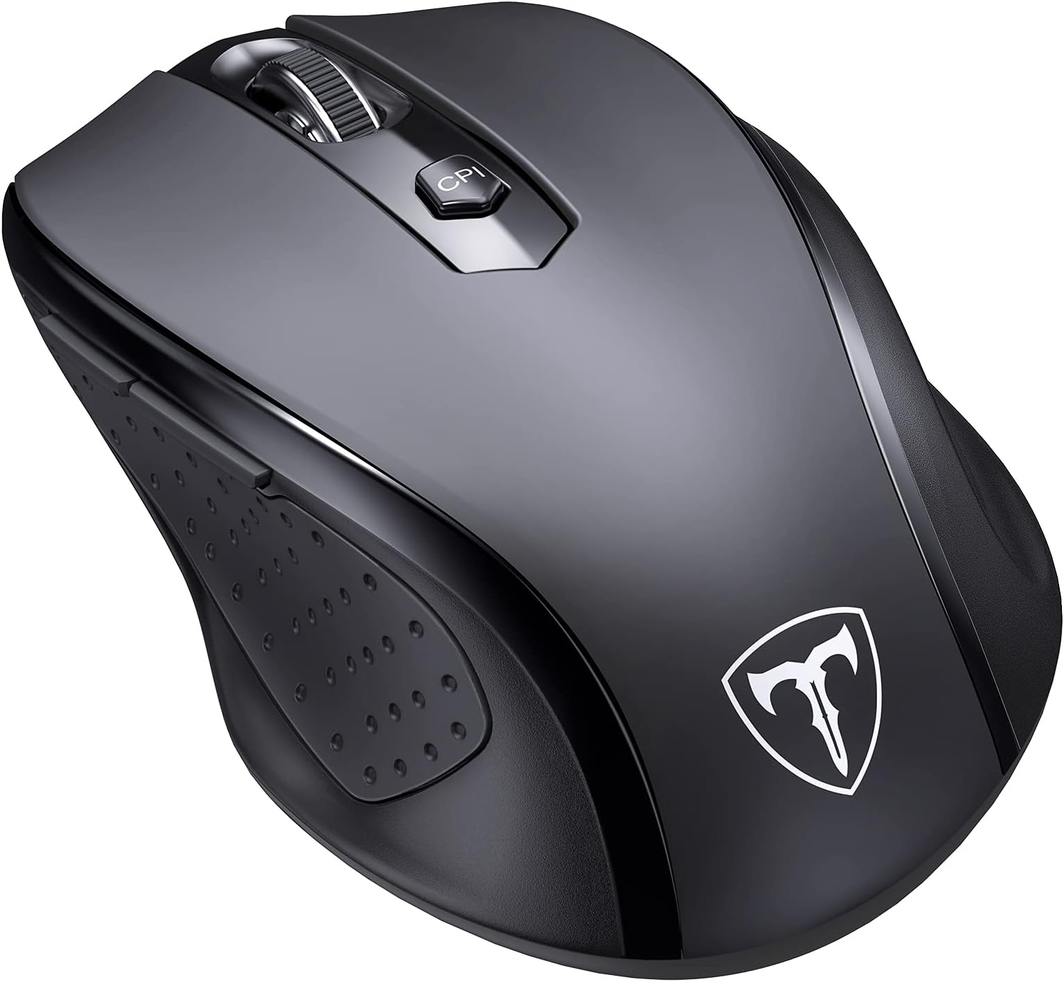 PONVIT Wireless Mouse, 2.4G Ergonomic Computer Mouse with USB Receiver, Finger Rest, 5 Adjustable DPI Levels, Mobile 2400DPI USB Mice for Laptop Chromebook Notebook MacBook Computer, Black