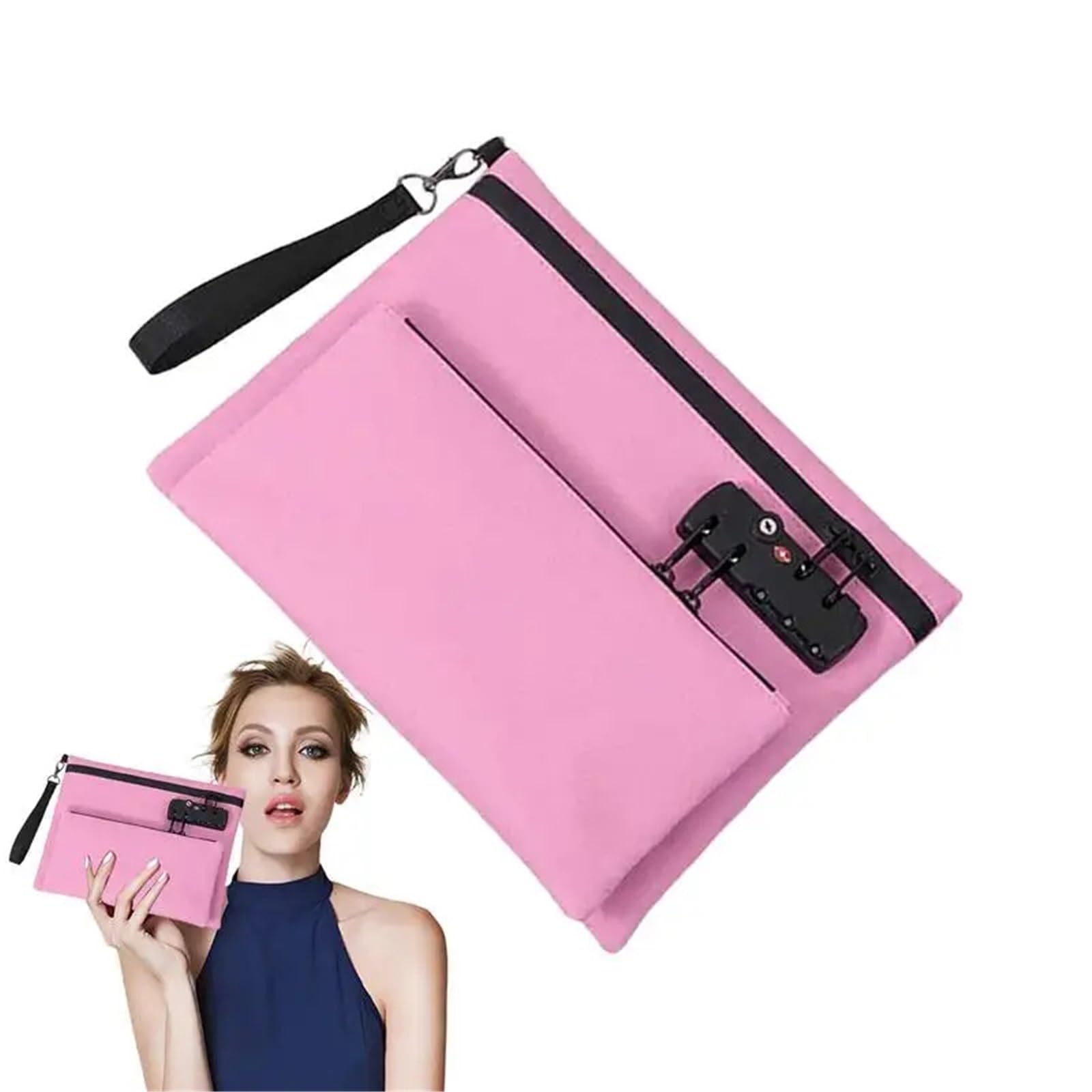 Bolsa de efectivo con cerradura, bolsa de viaje con cremallera, doble capa, portátil, impermeable, dinero for Camping, coche, barco Para objetos de valor(Color 2)