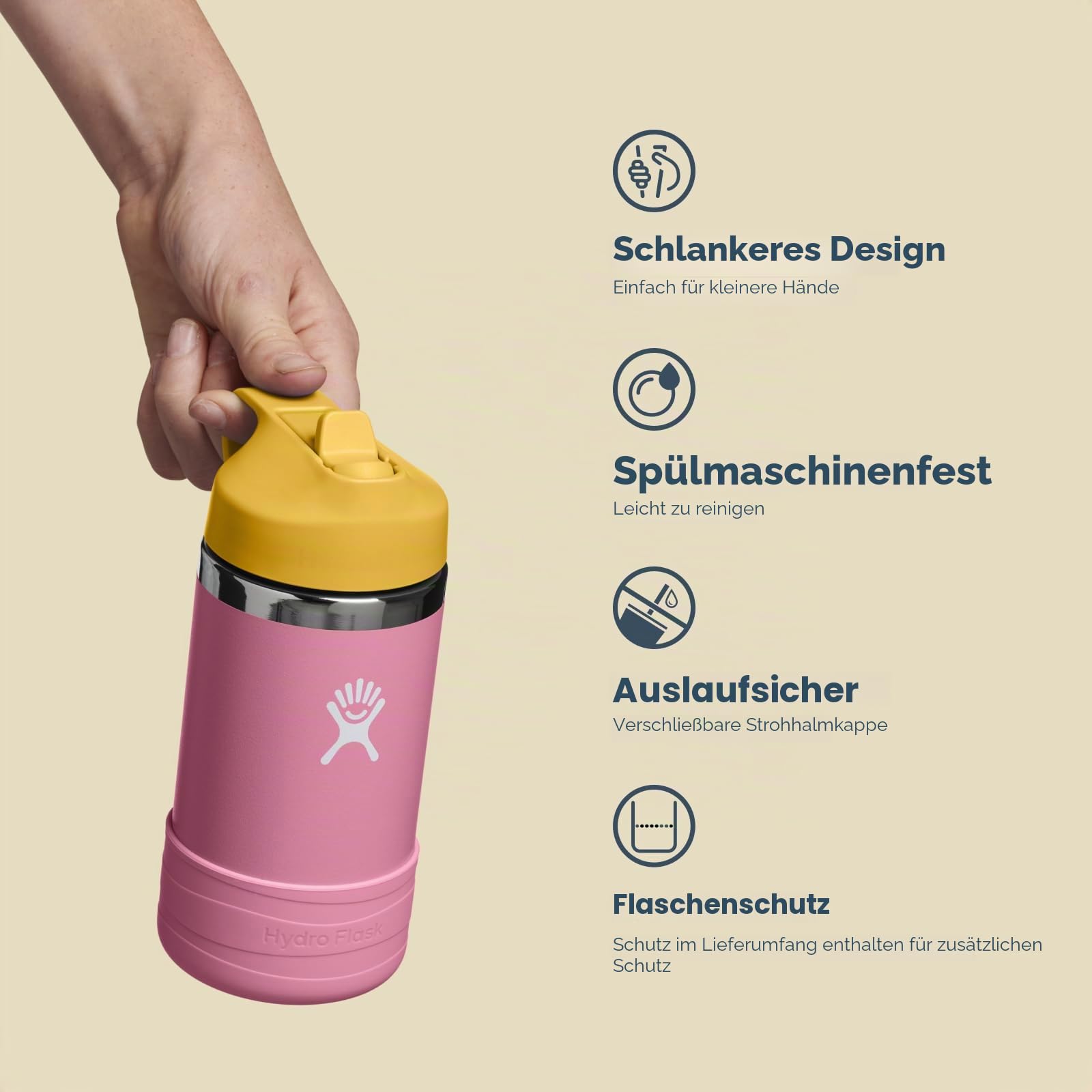 Hydro Flask - Strohmütze und Stiefel mit breiter Öffnung für Kinder, 340 ml