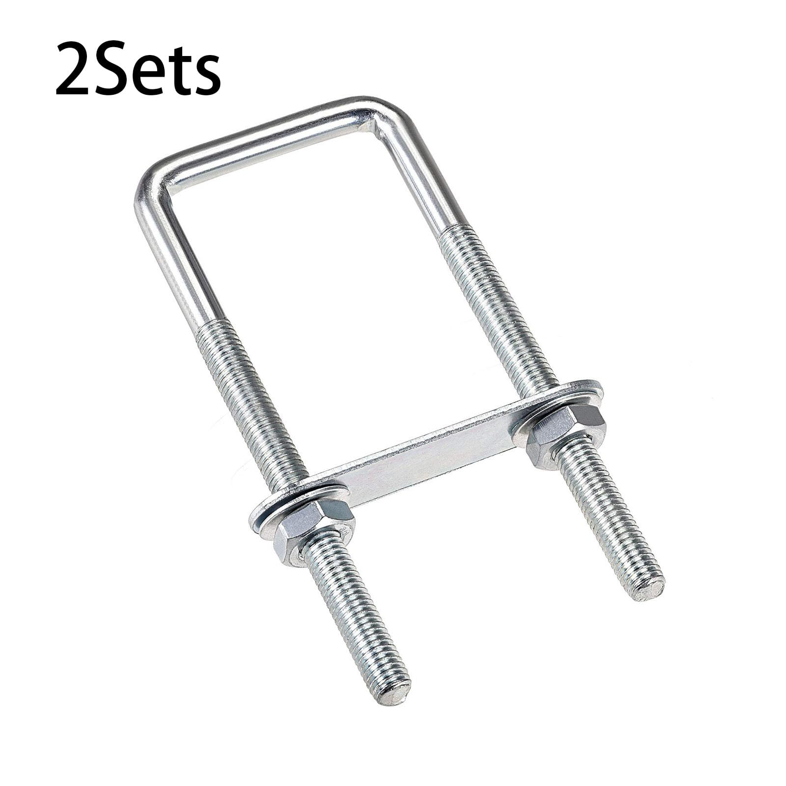TOP-VIGOR 2 sets M8 Square U-Bolts, 40mm Inner Width 120mm Length Steel U-Bolts with Nut, Plate - Image 3