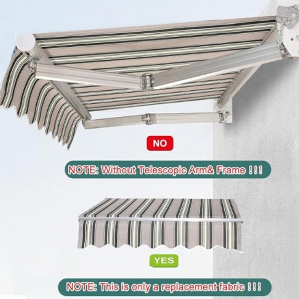Générique Toile De Rechange Store Banne De Terrasse 2m 2.5m 3.0m 3.5m 4.0m 4.5m 5m 5.5m 6m Tissu De Remplacement pour Auvent Rétractable(Stripe 1,6x3m/20x10ft)