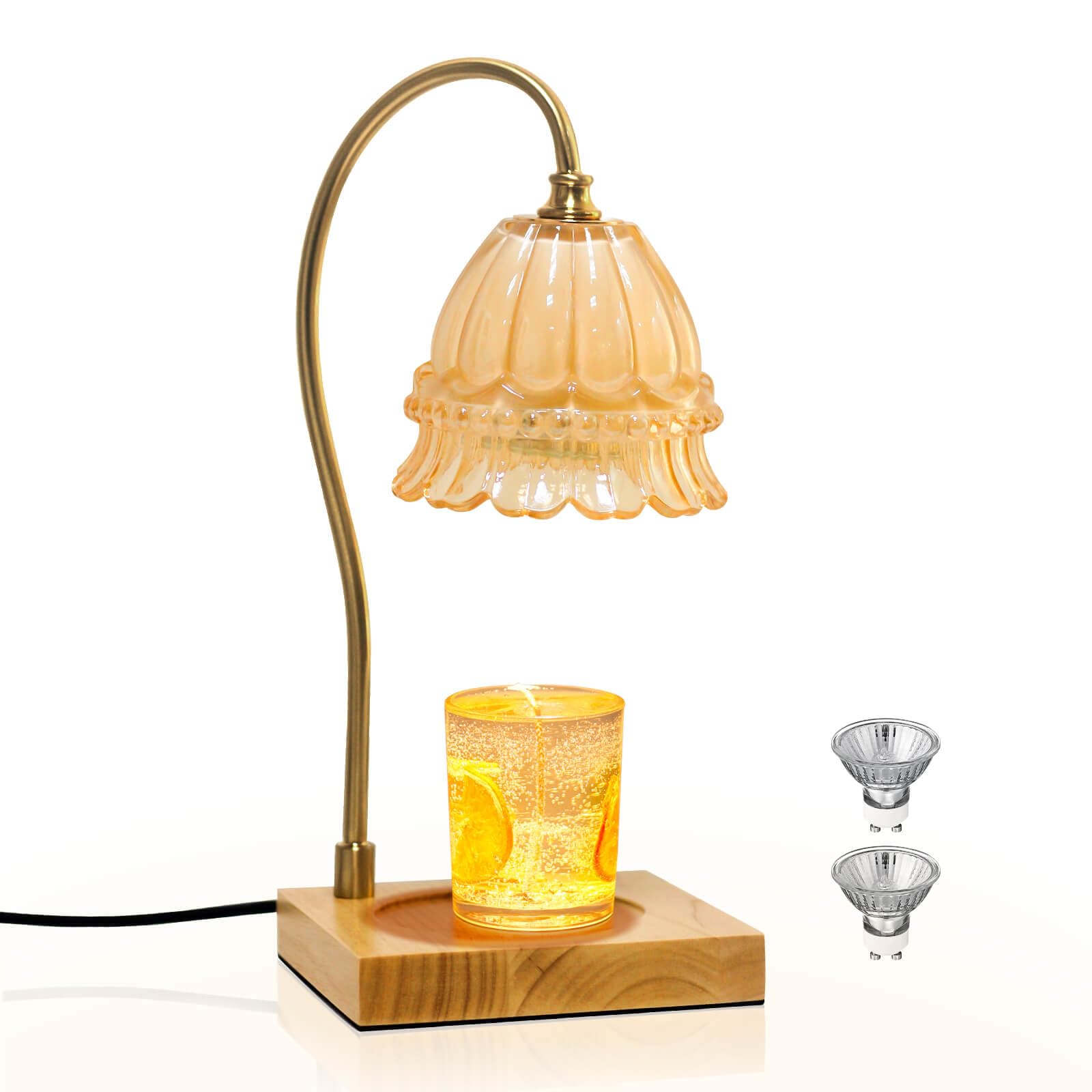AIEWEV Candle Warmer Lamp with Timer,Flower Lampshade Wax Melt Warmer with 2 Bulbs,Dimmable Candle Warmer Melter,Glass Candle Lamps for Jar Candles,Home Festivals Gifts