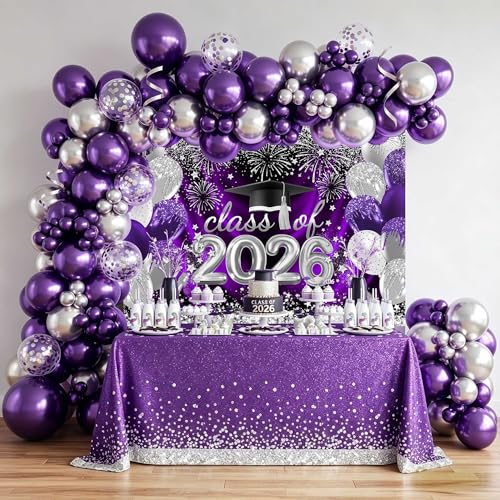 Fondo Mocsicka para Graduación 7x5ft Morado miniatura 2