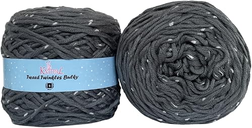 Tweed Twinkles - Ovillo de hilo acrílico voluminoso para tejer, paquete de 2 unidades (146.11 yardas15.11 onzas), patrones gratis, hilo grueso de