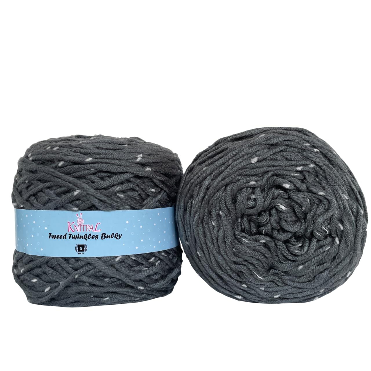Fil acrylique épais Tweed Twinkles pour tricoter rapidement un pull d'hiver chaud gris foncé