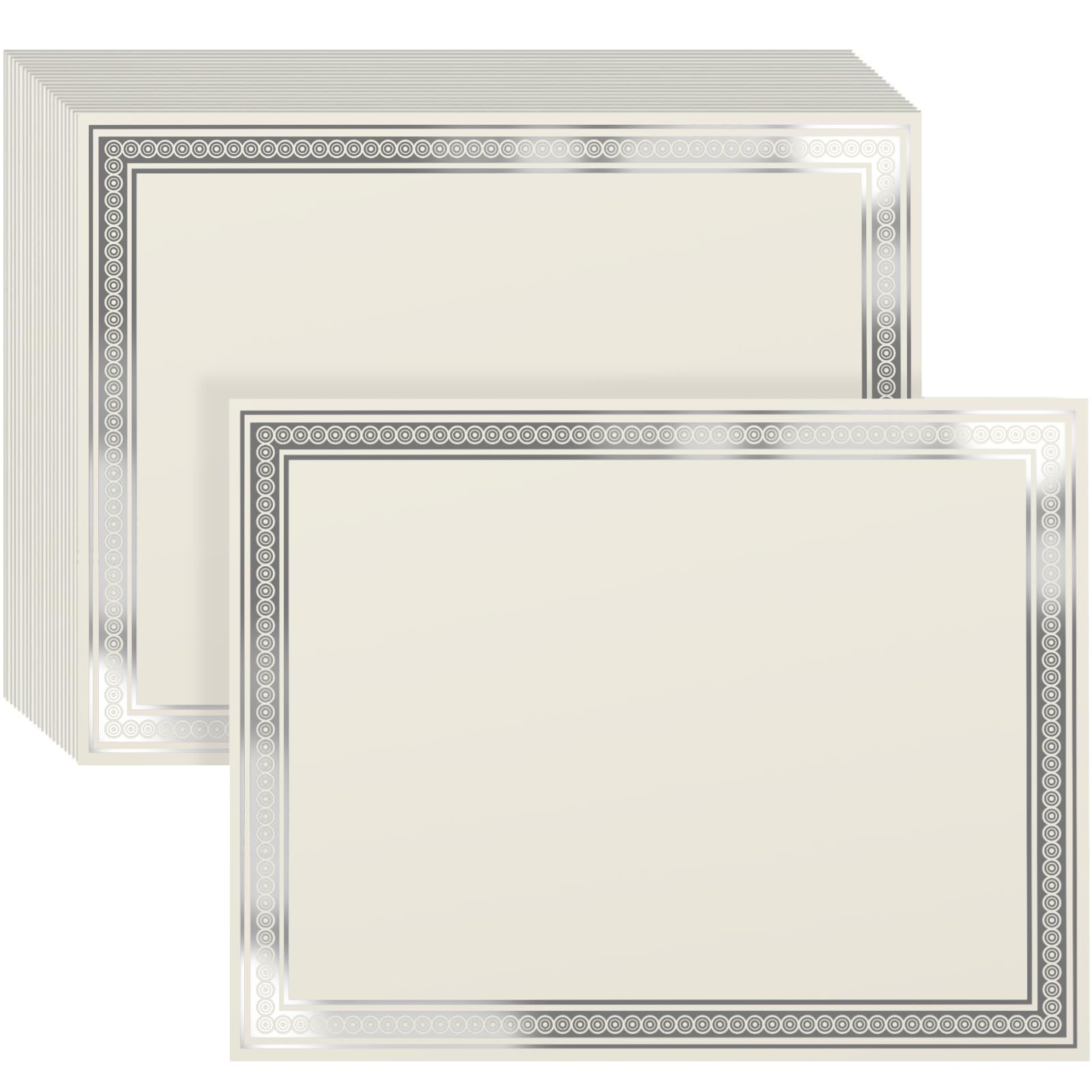 200 Sheets Silver Foil Certificate Paper 8.5 x 11 in for Printing - 180GSM Ivory Blank Sheets Award Certificates Paper for Graduation Diploma, Employee of The Month & Sports Achievements, Ivory