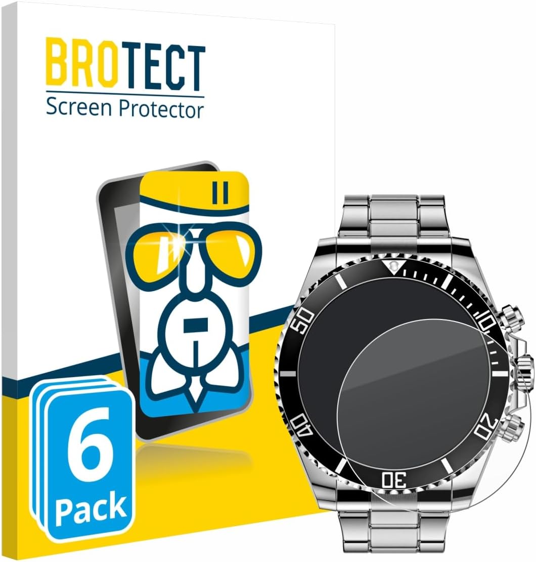 brotect Glass Screen Protector Film Compatible with Nexos Pro Smartwatch (6 Pack) - Glass-Foil 9H Protection [Scratch Resistant, High Clarity]