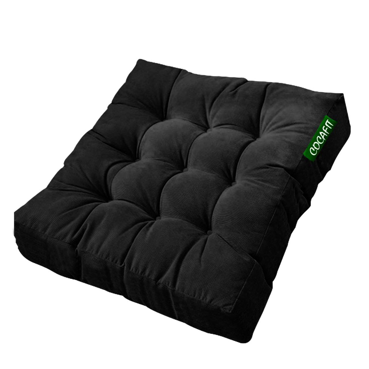 Next GO Yoga Meditation Pooja Living Room Balcony Swing Pad Jhula Velvet Floor Cushion Pillow (64 x 64 cm) (Kajal Black, 24''inch x 24''inch Square)-image-3