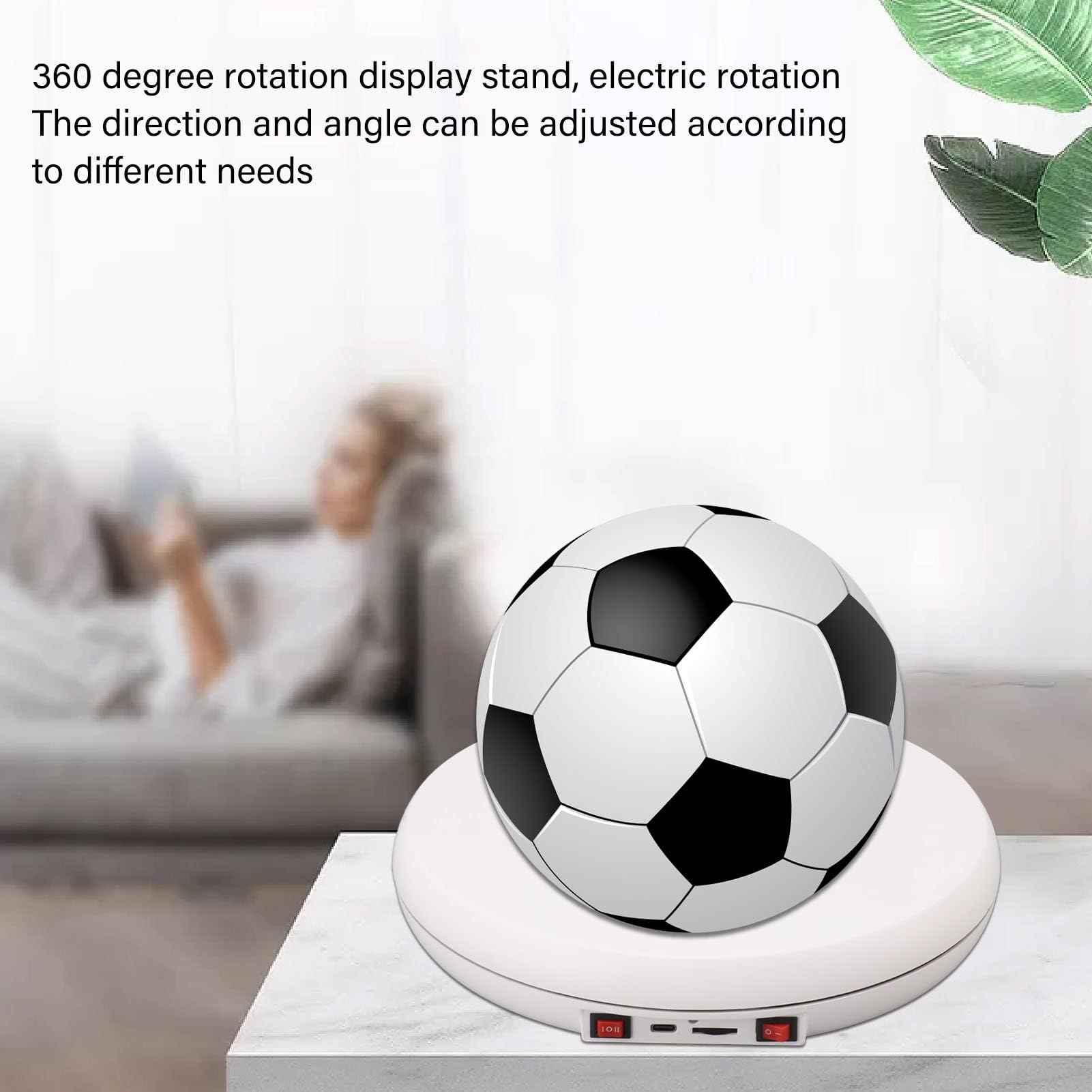 Ejoyous Drehteller Elektrisch, 20KG 25CM Drehscheibe Elektrisch 360-Grad-drehbares Display mit LED-Licht Geräuschlos für Geschirr, Schmuck, Kosmetika, Mobiltelefonen (White)